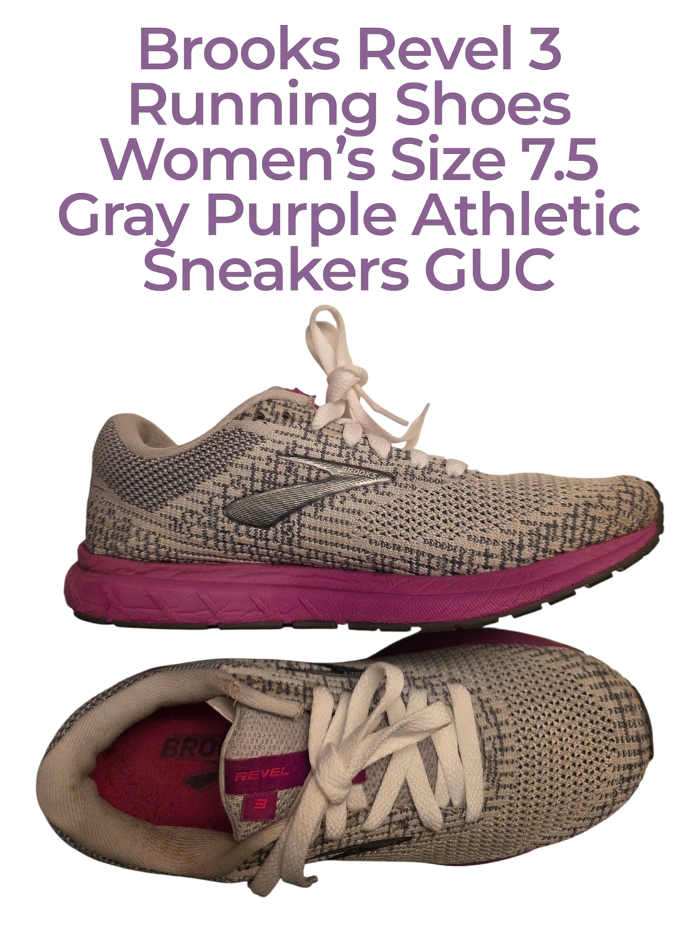 Brooks Revel 3 Women's US8 Gray & Purple Running Shoes Guc